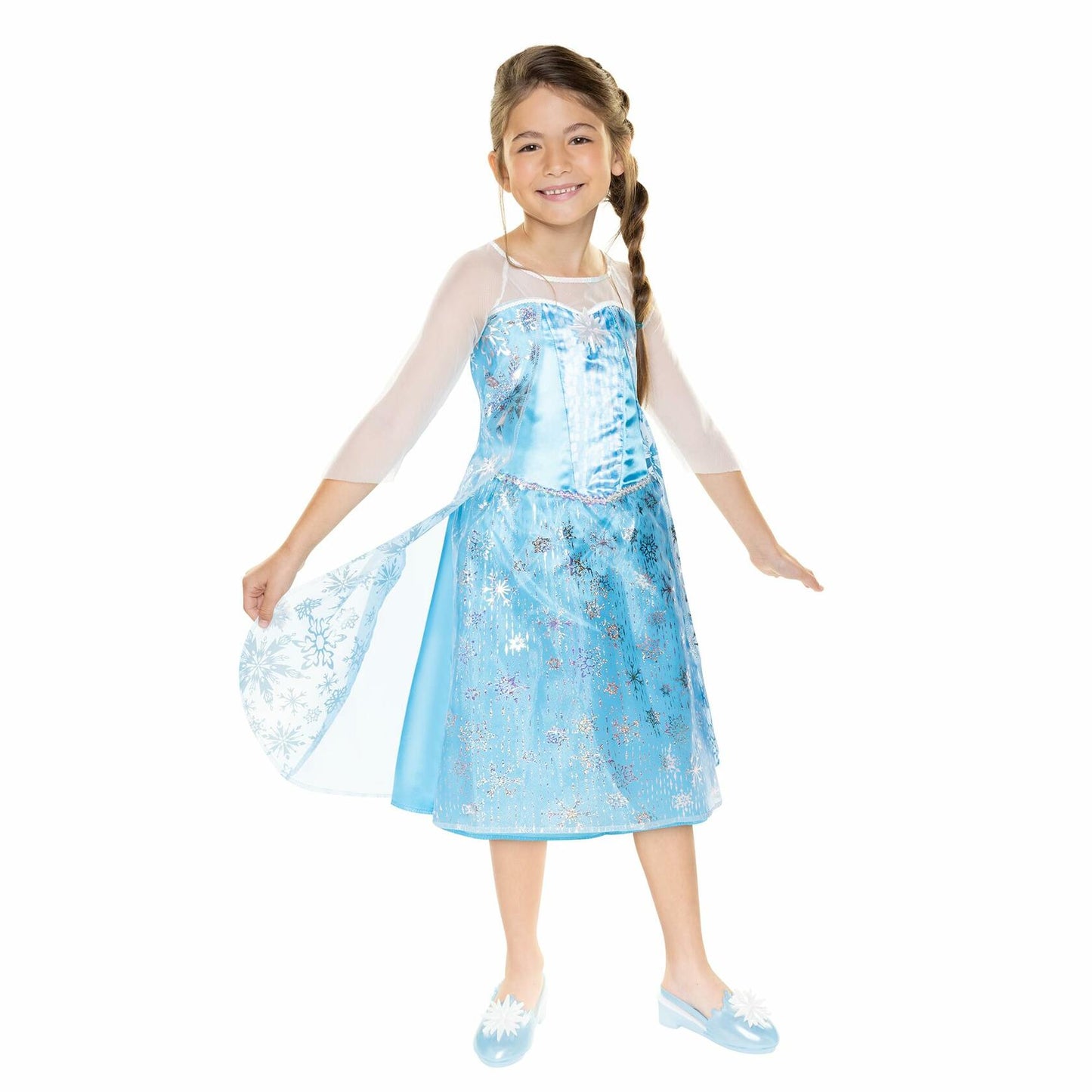 Disney Frozen Elsa Dress ICY Magic Musical Dress Lights Up and Plays “Let It Go” Fits Children Sizes 4-6X