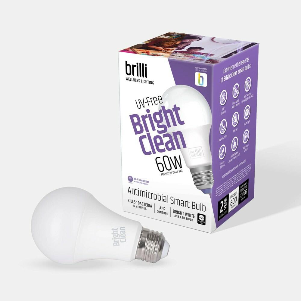 Brilli Wellness A19 60W E26 Lighting Bright Cleaning Smart LED Light Bulb