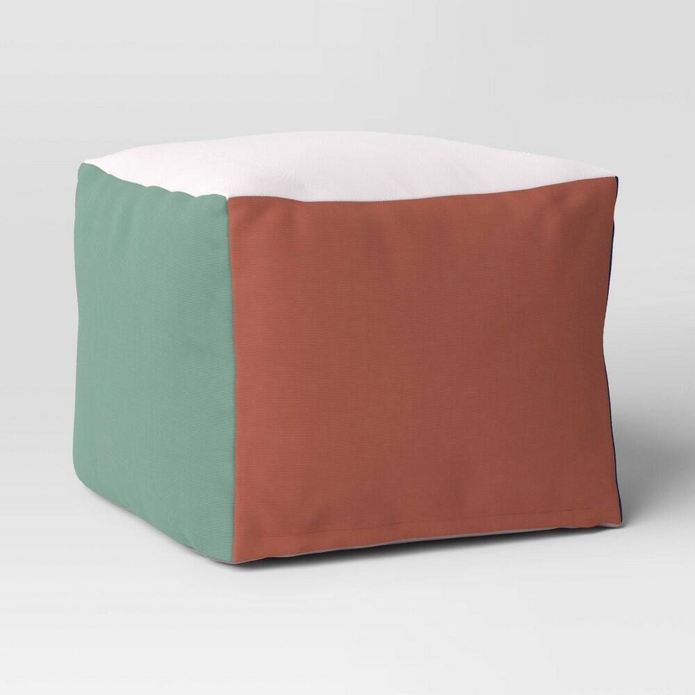 Colorful Block Dorm Pouf - Room Essentials™: Upholstered Square Ottoman, No Assembly, Spot Clean