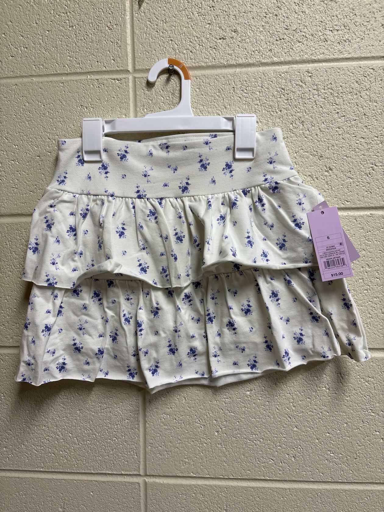 Women's Jersey Knit Tiered Skort - Wild Fable™ Blue Floral S: High Rise, Built-in Shorts, Fit