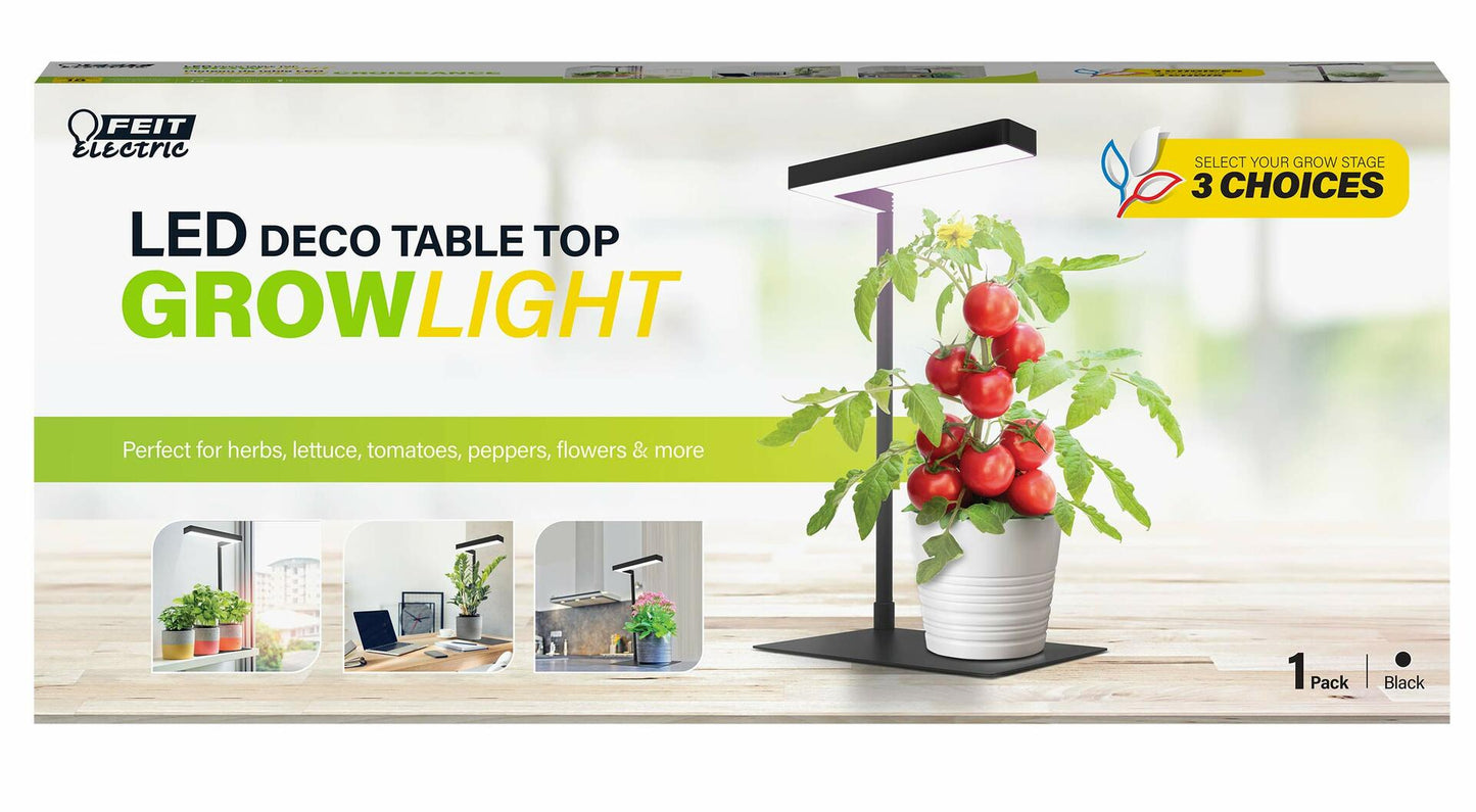 Feit Electric GLP17/B/TABLE/14WLED Tabletop 17" LED Grow Light, Black, 14W, Fits on Almost Any Flat Surface, 3 Spectrum Modes, 25000 Rated Life Hours