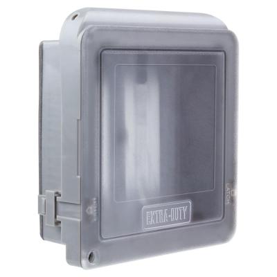 Commercial Electric 2-Gang Extra Duty Non-Metallic Low Profile While-in-Use Weatherproof Horizontal/Vertical Receptacle Cover, Gray