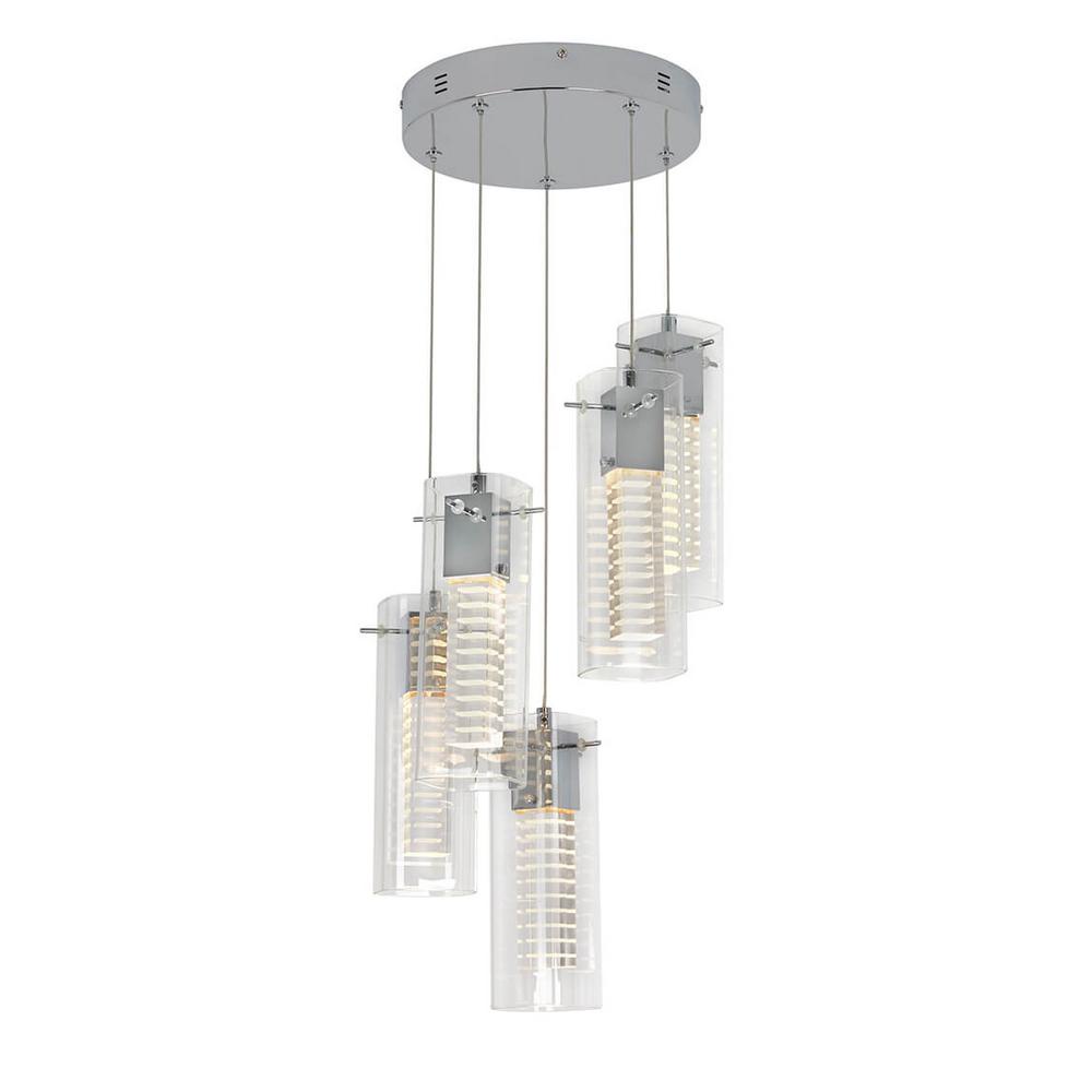 Artika Hologram 25-Watt Integrated LED Chrome Modern Hanging Pendant Chandelier Light Fixture for Dining Room or Kitchen Island