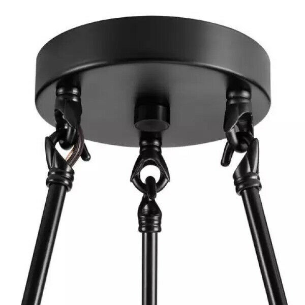 Hampton Bay Stratton 14 in. 3-Light Black Semi-Flush Mount HDP00007