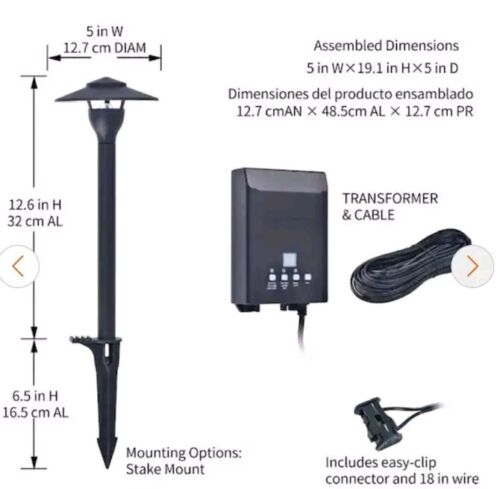 Hampton Bay Black Low Volt LED Landscape Path Light Kit 6 Lights +Power & Wire