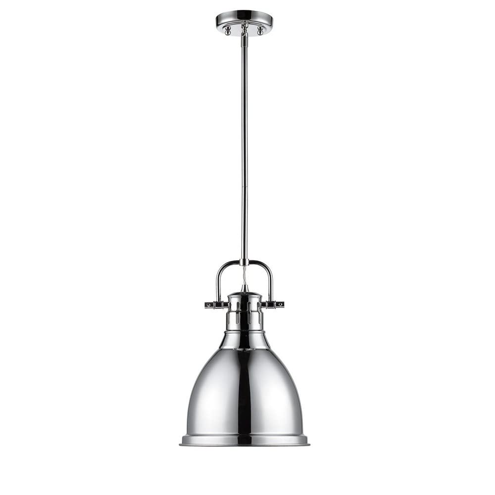Golden Lighting 3604-S CH-SF Duncan Pendant, 14.25" x 8.88", Chrome with Seafoam Shade