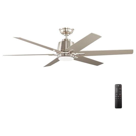Home Decorators Collection YG493A-BN Kensgrove 54 in. Integrated LED Indoor Brushed Nickel Ceiling Fan with Light Kit and Remote Control