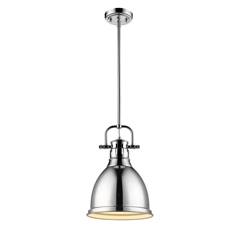Golden Lighting 3604-S CH-SF Duncan Pendant, 14.25" x 8.88", Chrome with Seafoam Shade