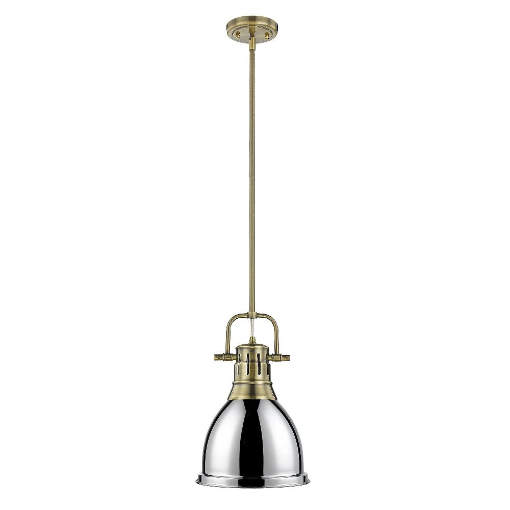 Golden Lighting 3604-S CH-SF Duncan Pendant, 14.25" x 8.88", Chrome with Seafoam Shade