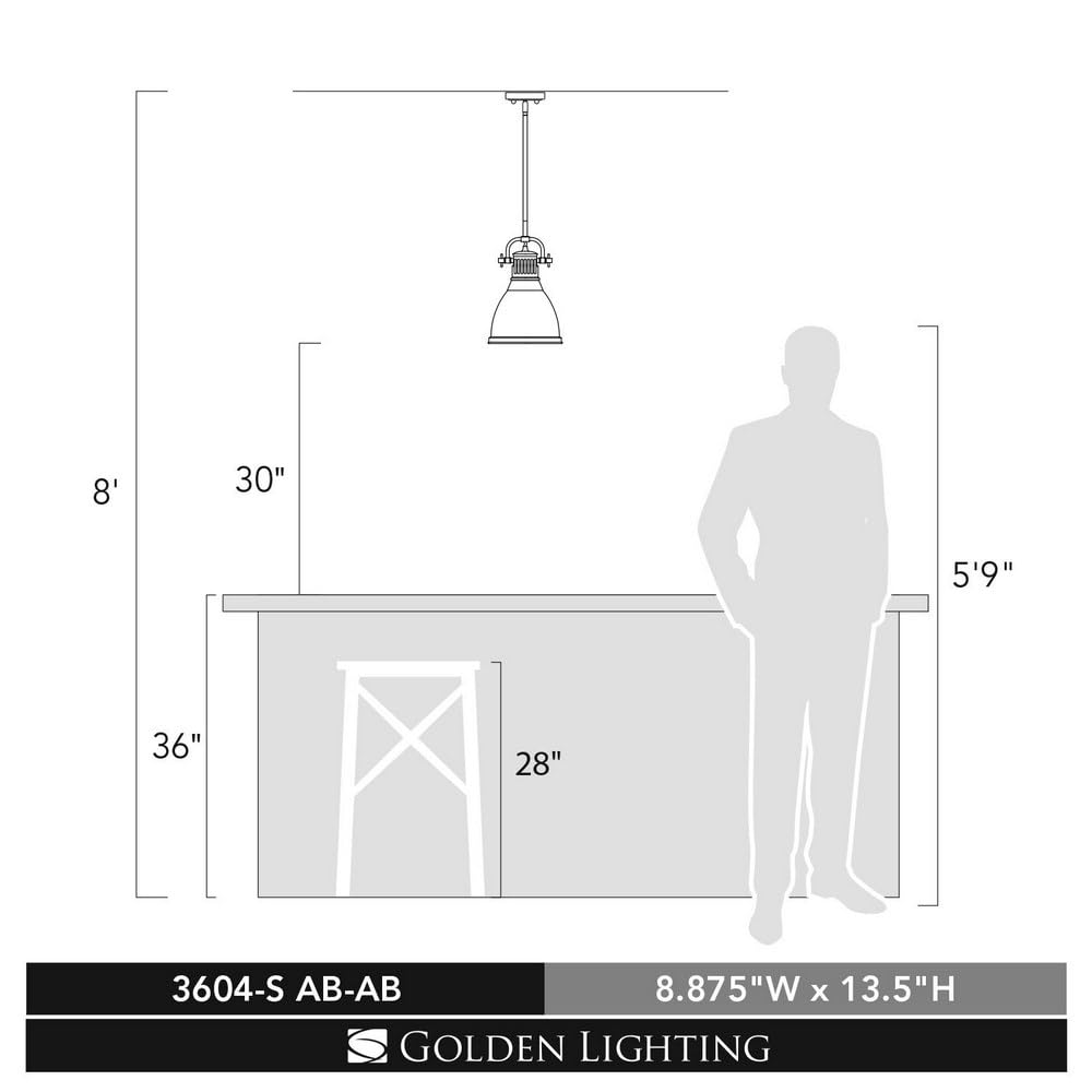 Golden Lighting 3604-S CH-SF Duncan Pendant, 14.25" x 8.88", Chrome with Seafoam Shade