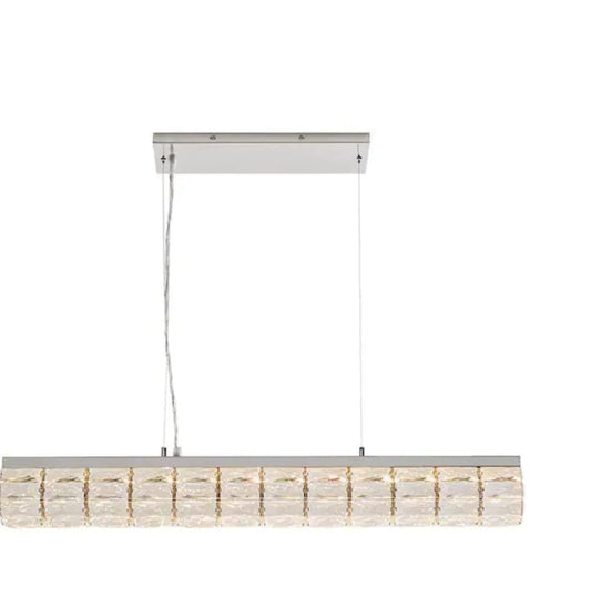 HDC Keighley 36 in. Integrated LED Chrome Island Chandelier with Crystal Shade