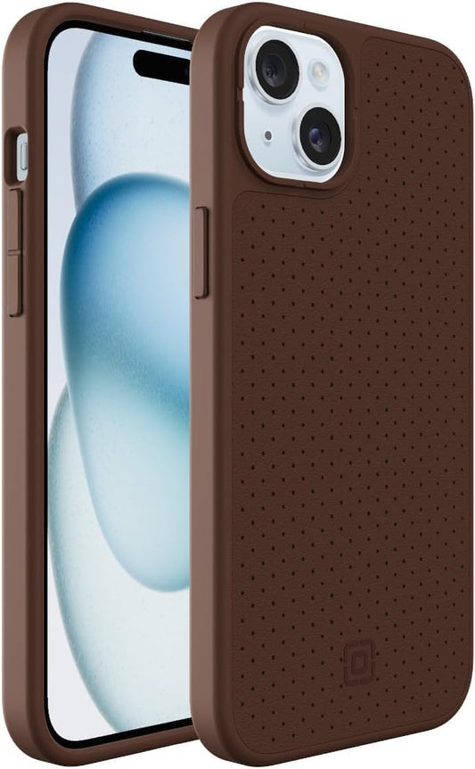 Incipio Cru. Protective Phone Case for iPhone 15 Plus & iPhone 14 Plus - Drop Protection, Wireless & 5G Compatible, Plastic-Free Recycled Packaging & MagSafe Compatible (Brown Faux Leather)