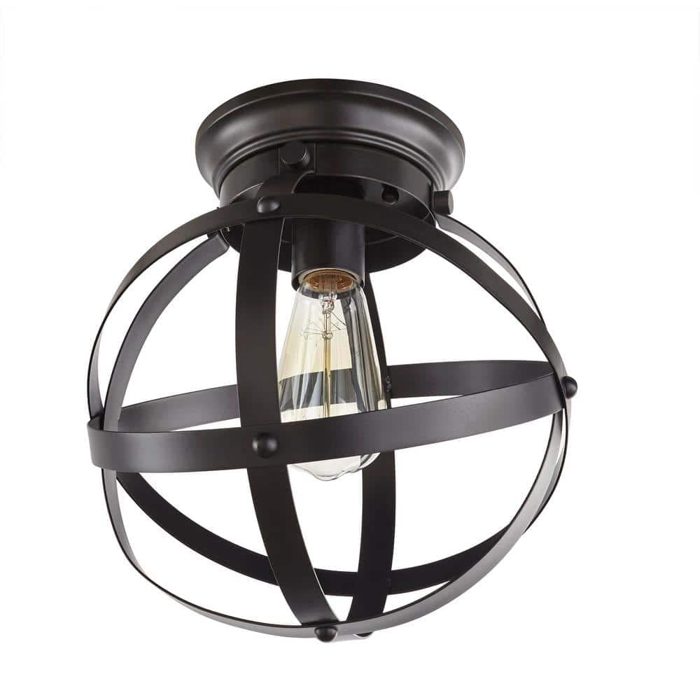 Home Decorators Kerby 1-Light Satin Bronze Flush Mount