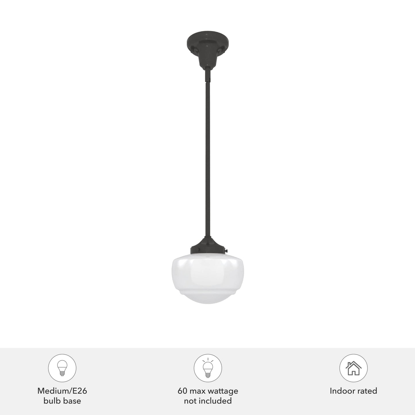 Hunter - Saddle Creek 1-light Noble Bronze, Small Pendant Light, Dimmable, Schoolhouse Style, Schoolhouse Shaped, for Bedrooms, Kitchens, Dining, Living Rooms - 19032