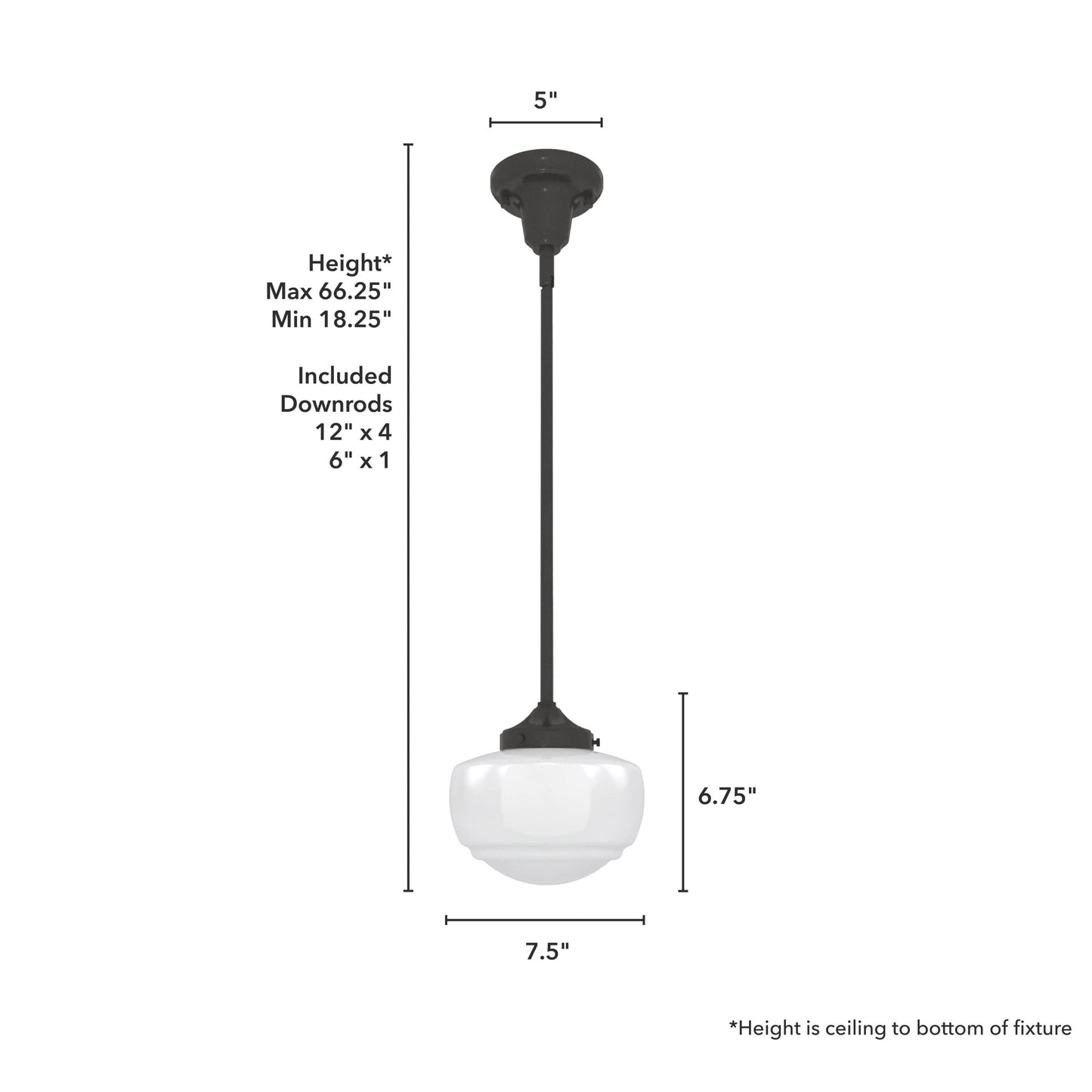 Hunter - Saddle Creek 1-light Noble Bronze, Small Pendant Light, Dimmable, Schoolhouse Style, Schoolhouse Shaped, for Bedrooms, Kitchens, Dining, Living Rooms - 19032