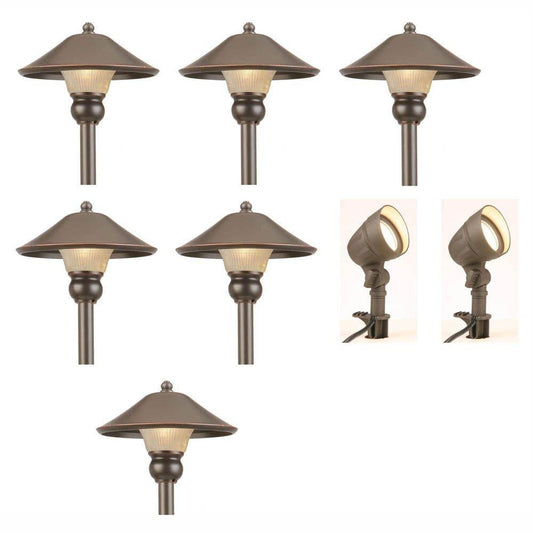 Hampton Bay Low-Voltage LED Bronze Outdoor Light Kit (8-Pack), 22.38"H x 3.5"D x 5"W