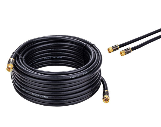RG6 QUAD Shield Coax Cable Black TV Antenna Satellite 3ft-100ft Multi-Pack Lot