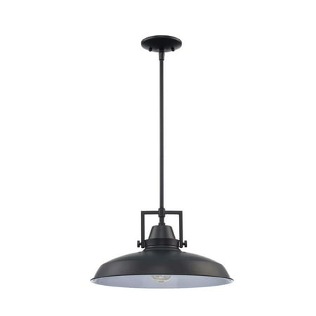 Hampton Bay Wilhelm 16 in. 1-Light Black Pendant