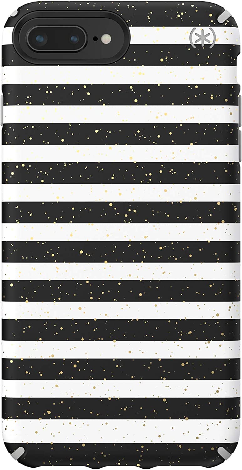 Speck Products Presidio Inked iPhone SE (2020) Case/iPhone 8/7/6S Case, Stripe Gold Specks/Marble Grey