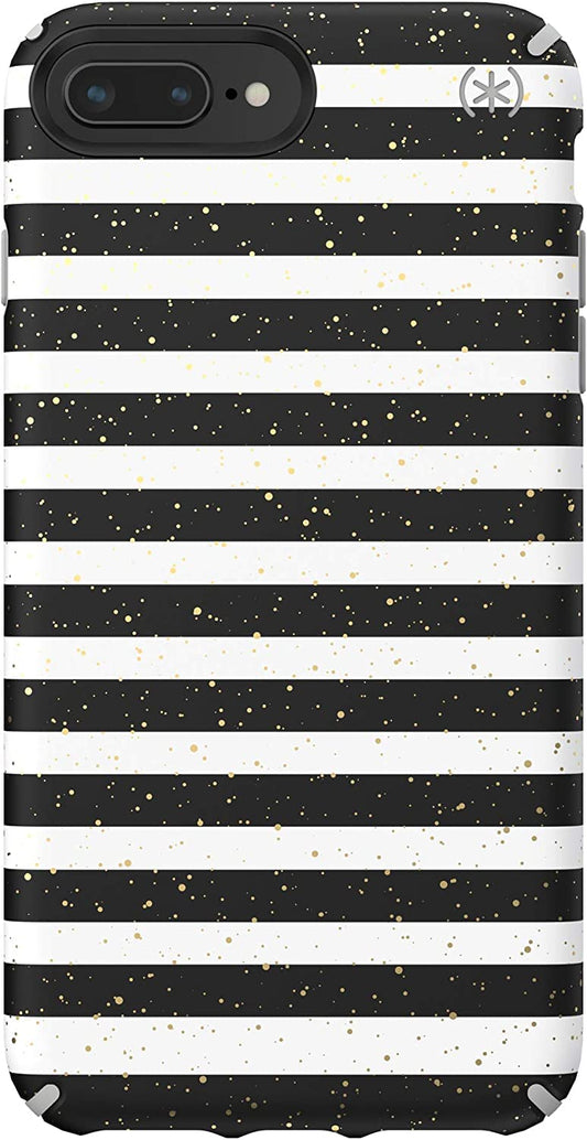 Speck Products Presidio Inked iPhone SE (2020) Case/iPhone 8/7/6S Case, Stripe Gold Specks/Marble Grey