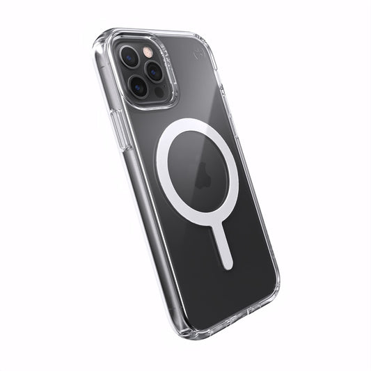 Speck iPhone 12 Clear Case - Drop Protection Fits iPhone 12 Pro & iPhone 12 Phones - Built for MagSafe - Anti-Yellowing & Anti-Fade with Dual Layer Slim Design 6.1 Inch - Perfect Clear Presidio