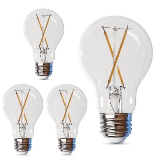 Feit Electric LED Clear A19 Medium Base Light Bulb - 60W Equivalent - 15 Year Life - 810 Lumen - 3000K Bright White - Dimmable | 4-Pack