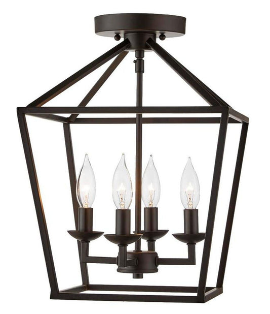 Home Decorators Collection Weyburn 16.5 in. 4-Light Bronze Semi-Flush Mount