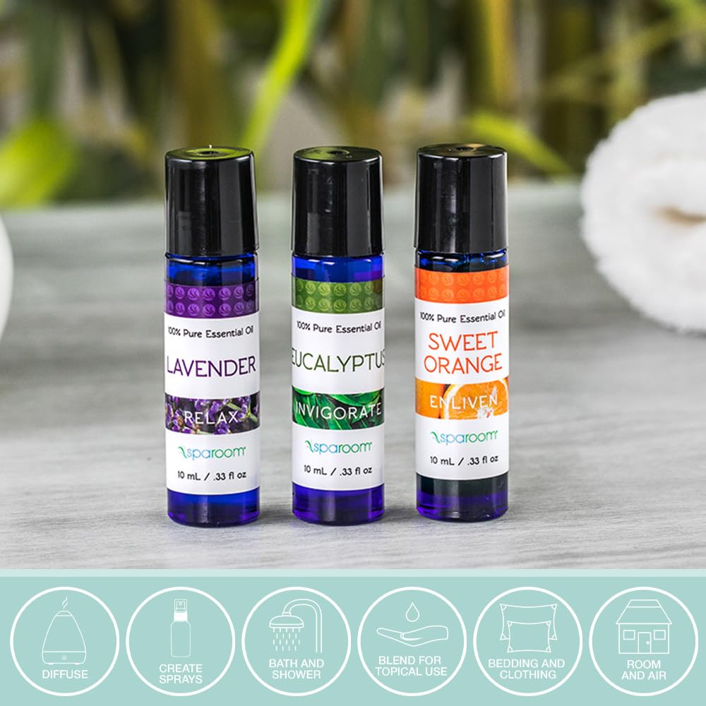 SpaRoom Aromatherapy 100% Pure Essential Oils for Diffusers and Air Freshners, Lively Collection, Set of 3