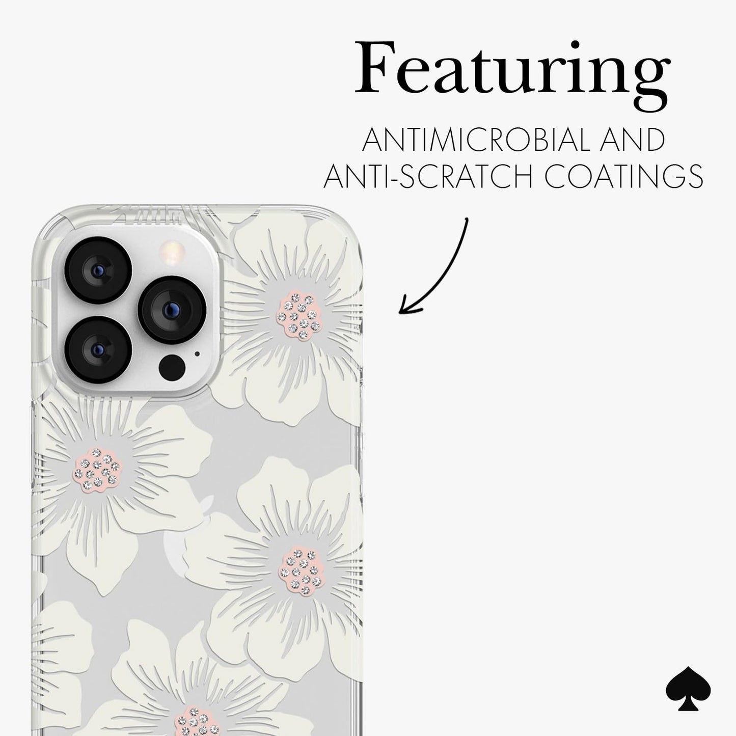kate spade new york iPhone 13 Pro Case, Compatible with Wireless Charging - Hollyhock Floral