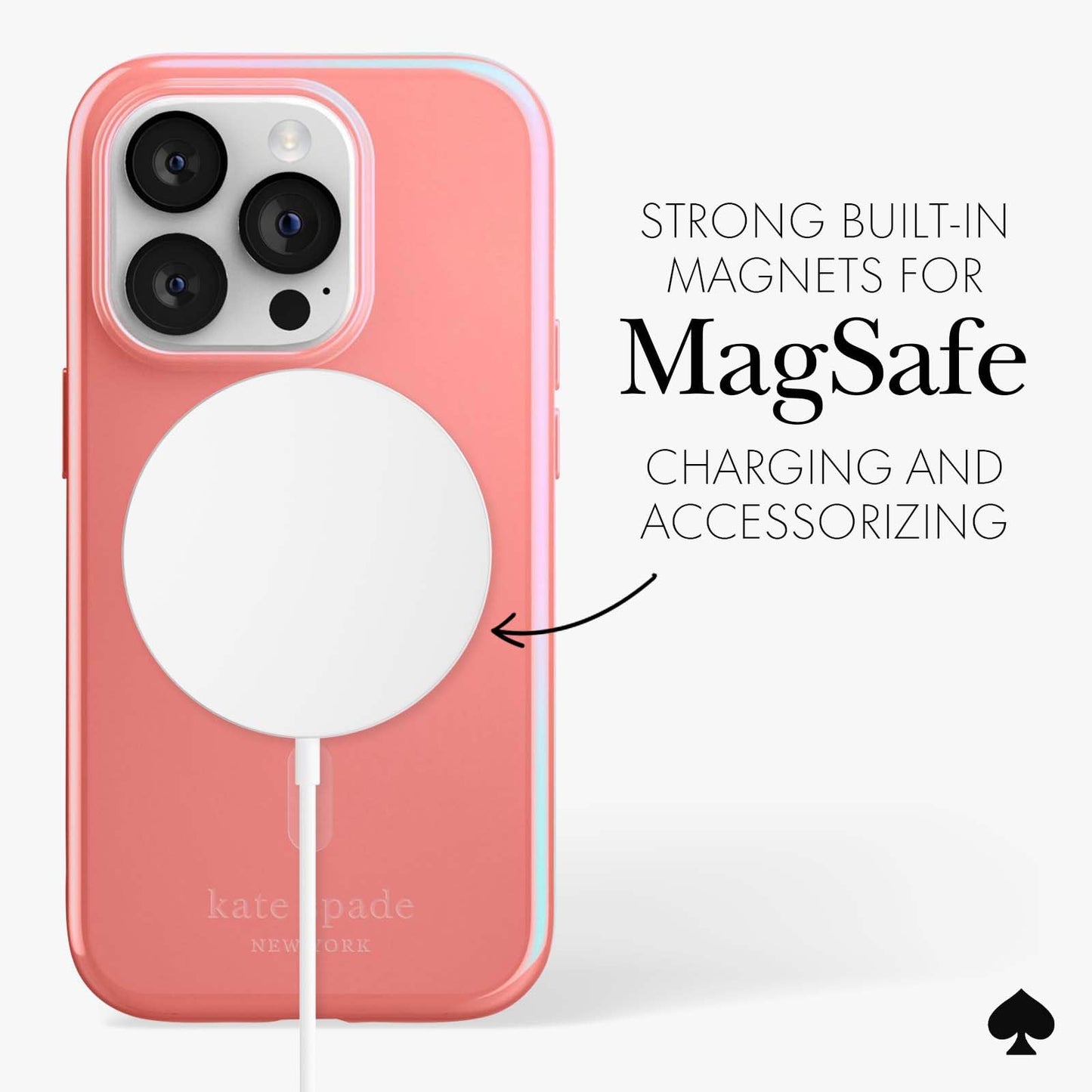 kate spade new york iPhone 14 Pro Case, Compatible with MagSafe - Grapefruit Soda Lacquer