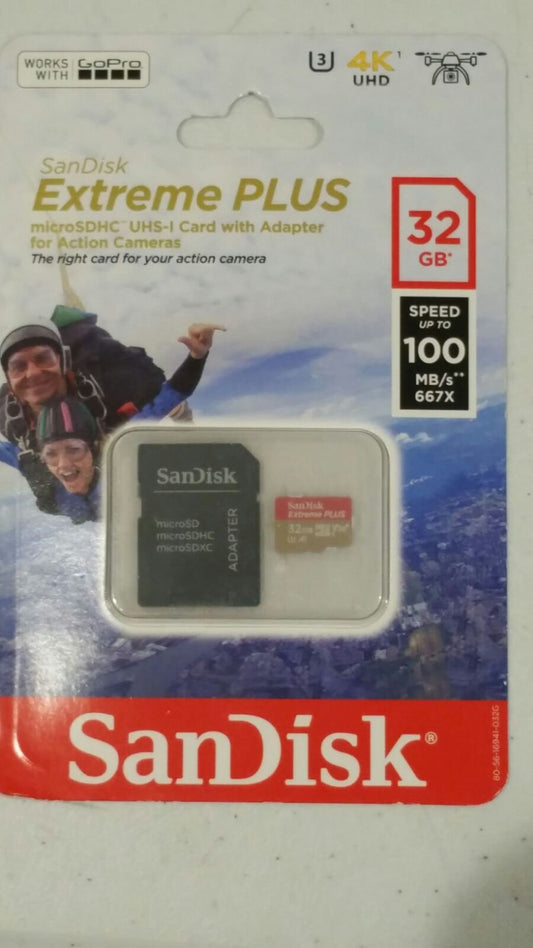 SANDISK EXTREME PLUS MICRO UHS-I 32GB MEMORY CARD WITH ADAPTER 100MB/s