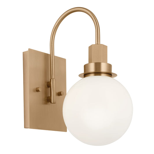 Kichler Hex 11.5 Inch 1 Light Wall Sconce with Opal Glass in Champagne Bronze, 11.5x9x5.75