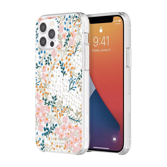 kate spade new york iPhone 12 Case/iPhone 12 Pro Case, Compatible with Wireless Charging - Hollyhock Floral