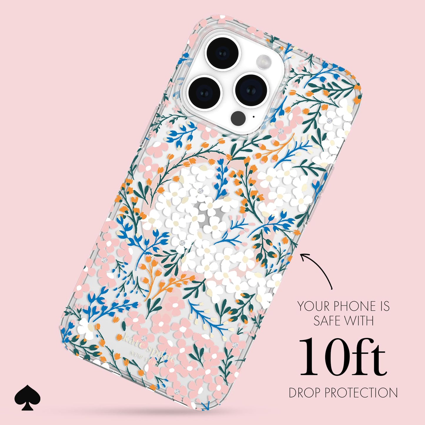 Kate Spade New York iPhone 15 Pro Max Case, Compatible with MagSafe - Multi Floral Rose