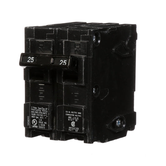 Siemens Q225 25-Amp Double Pole Type QP Circuit Breaker Black