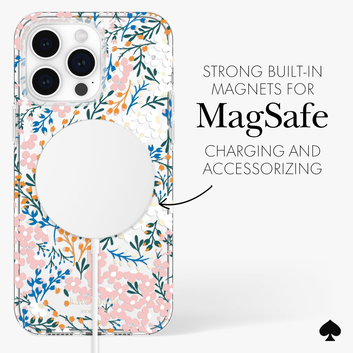 kate spade new york iPhone 14 Pro Max Case, Compatible with MagSafe - Multi Floral Rose and Pacific Green