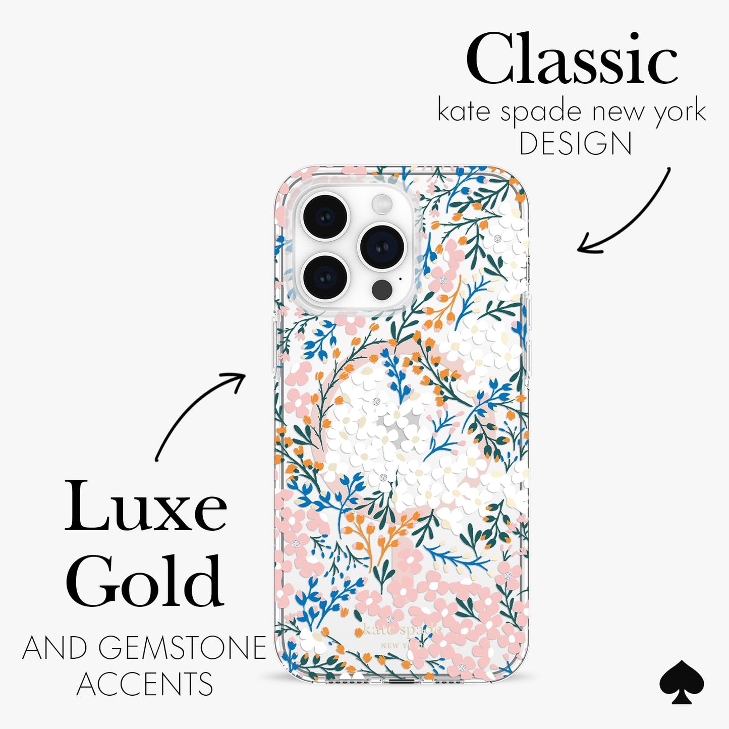 kate spade new york iPhone 14 Pro Max Case, Compatible with MagSafe - Multi Floral Rose and Pacific Green