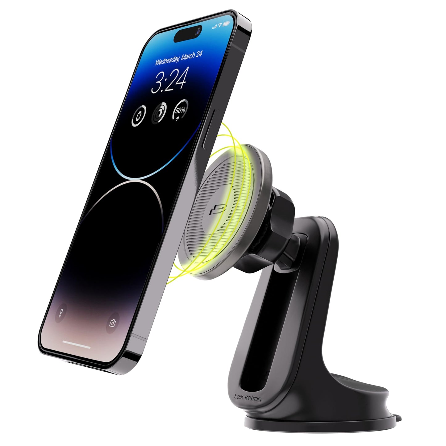 Bracketron MagAlign Compatible with Apple MagSafe and All Phones Magnetic Windshield Dashboard Cell Phone Mount for Car Home Office Cradle Grip Stand Desk Nightstand Cellphone Holder