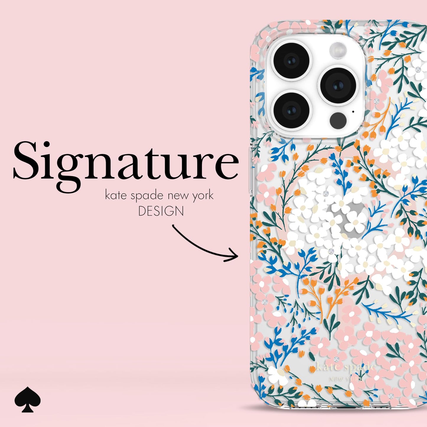Kate Spade New York iPhone 15 Pro Max Case, Compatible with MagSafe - Multi Floral Rose