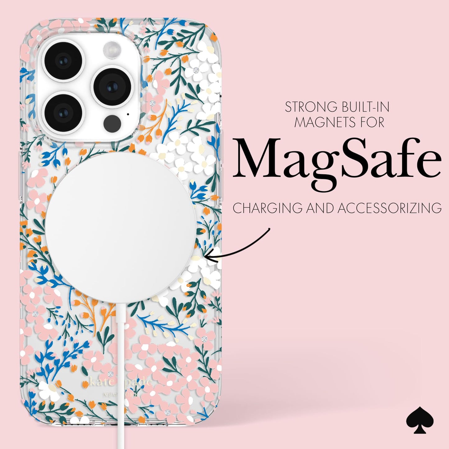 Kate Spade New York iPhone 15 Pro Max Case, Compatible with MagSafe - Multi Floral Rose