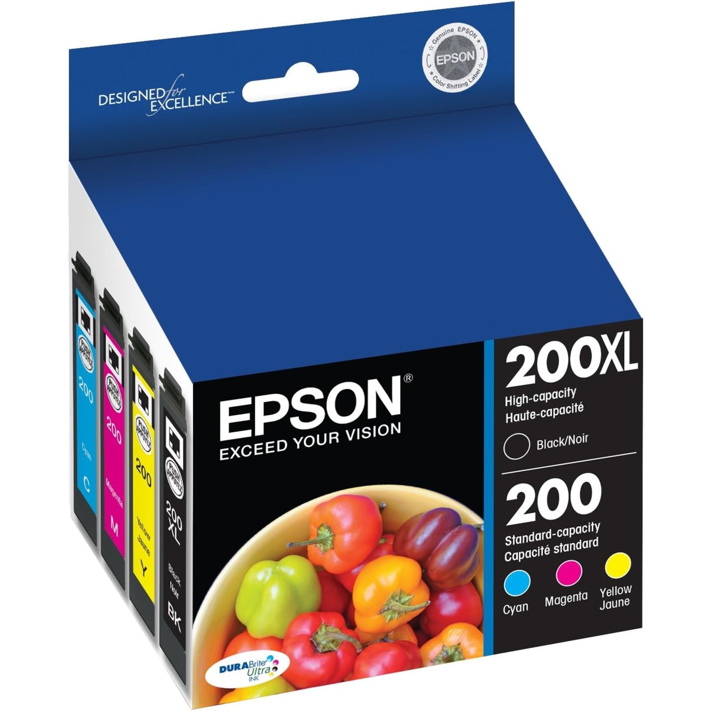 EPSON 200 DURABrite Ultra Ink High Capacity Black & Standard Color Cartridge Combo Pack (T200XL-BCS) Works with WorkForce WF-2520, WF-2530, WF-2540, Expression XP-200, XP-300, XP-310, XP-400, XP-410, Black and color combo pack