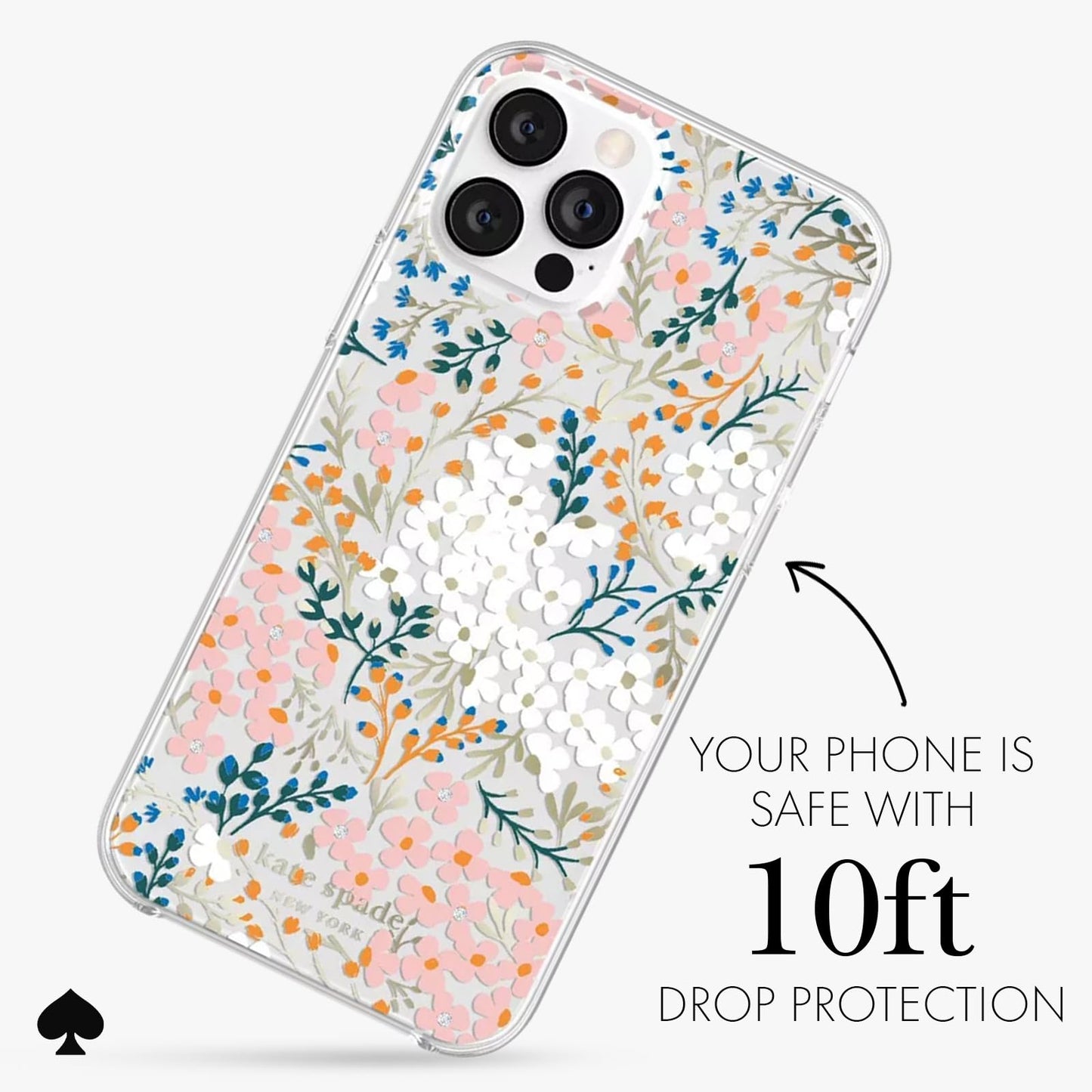 kate spade new york iPhone 12 Case/iPhone 12 Pro Case, Compatible with Wireless Charging - Hollyhock Floral