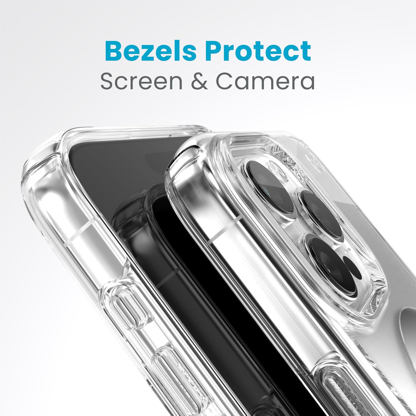 Speck Clear iPhone 15 Pro Max Case - ClickLock No-Slip Interlock, Built for MagSafe, Drop Protection - Scratch Resistant, Anti-Yellowing, 6.7 Inch Phone Case - Presidio Clear/Chrome