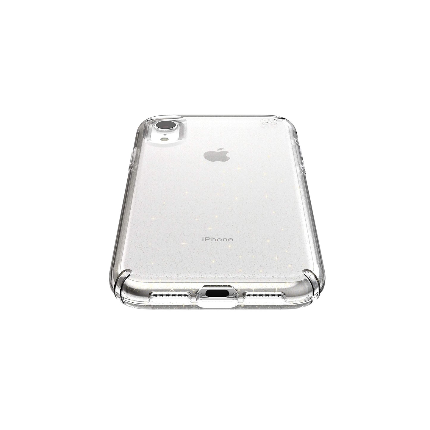 Speck Products Compatible Phone Case for Apple iPhone XR, Presidio Clear + Glitter Case, Clear with Gold Glitter/Clear