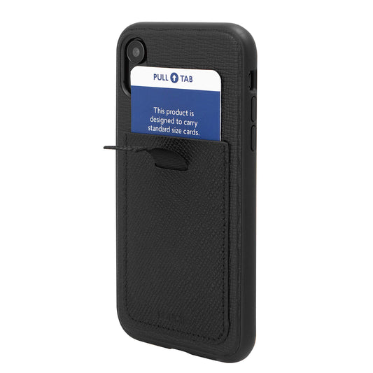 Bondir, iPhone XR, Black Leather Wallet (Card Holder Cell Phone Case) [Military Drop Test Certified] Genuine Leather Wallet Case for Apple (6.1") iPhone XR