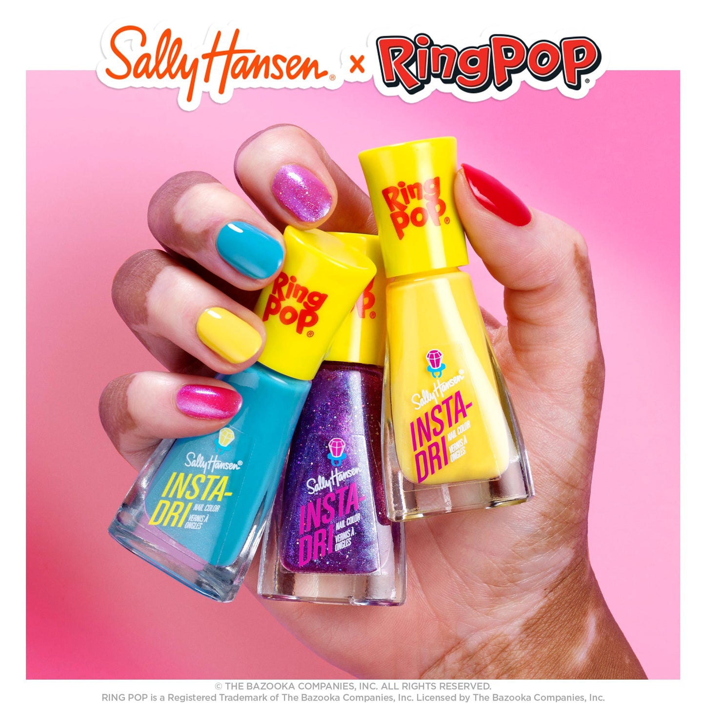 Sally Hansen Insta-Dri®, Ring Pop Nail Polish Duo, Quick Dry, Long Lasting, Streak-Free Shine, Red and Purple Nail Polishes