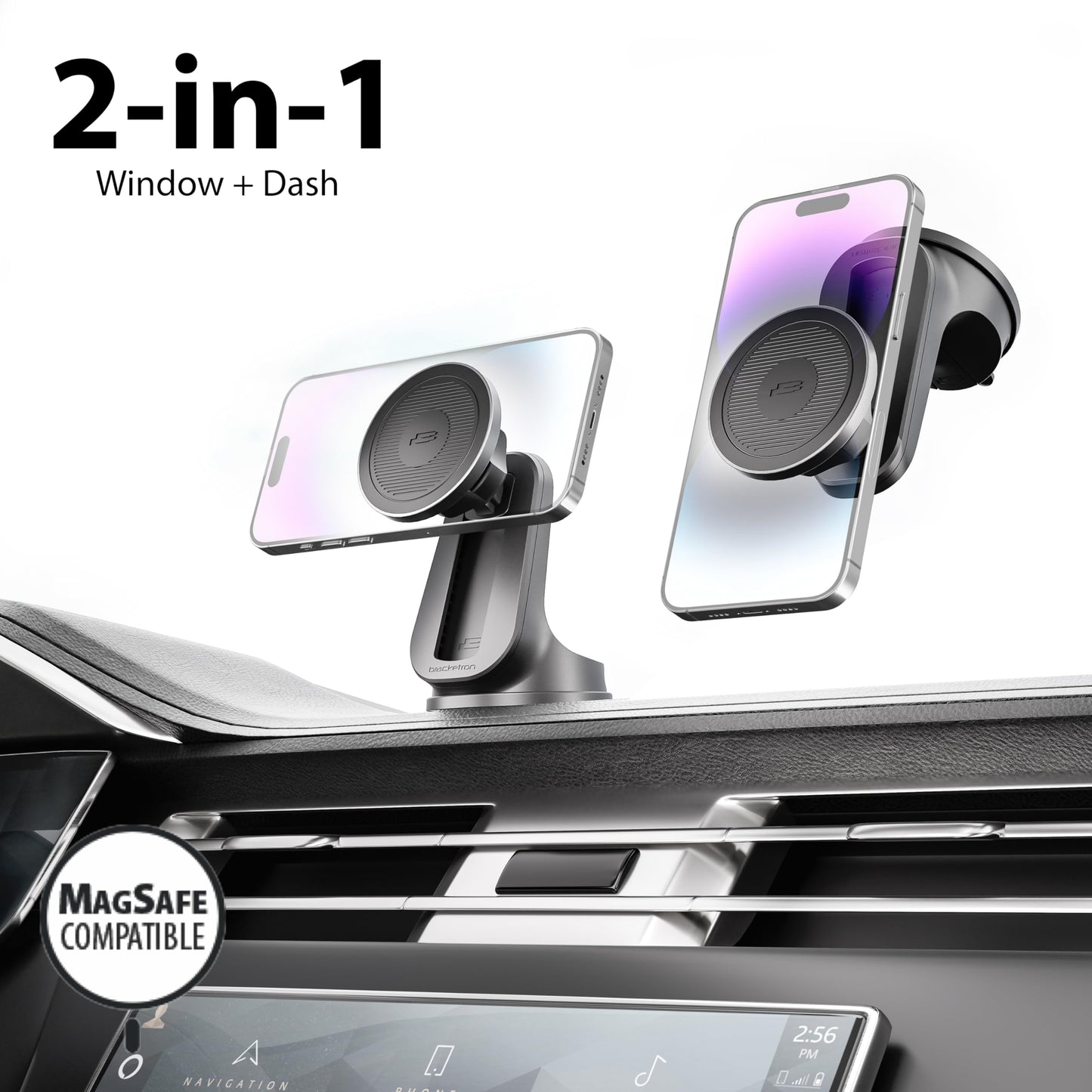 Bracketron MagAlign Compatible with Apple MagSafe and All Phones Magnetic Windshield Dashboard Cell Phone Mount for Car Home Office Cradle Grip Stand Desk Nightstand Cellphone Holder