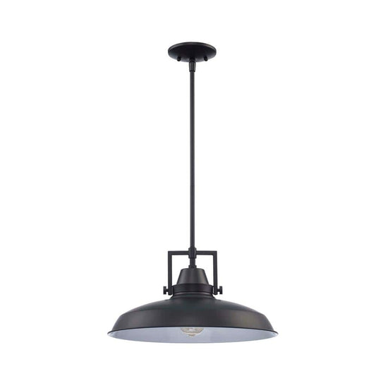 Hampton Bay Wilhelm 16 in. 1-Light Black Pendant