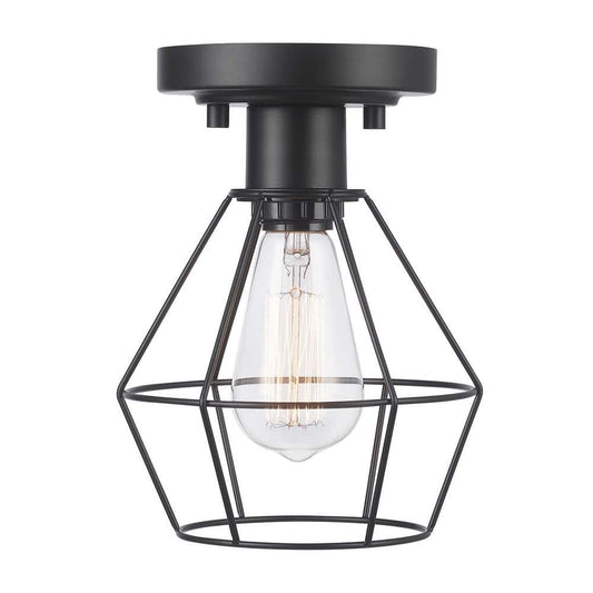 Bryson 1-Light Matte Black Caged Shade Flush Mount