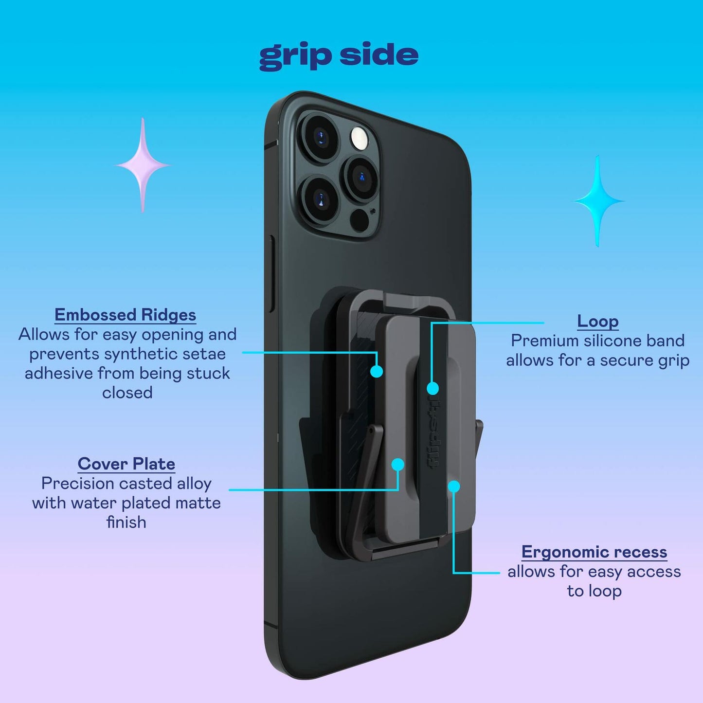 Flipstik Pro – Sticks to Any Flat Surface Like Walls or Mirrors – Hands Free Selfies – Videos – car Mount – Tripod – Phone Stand – Kickstand – Finger Grip Loop for Secure Hold (Black)